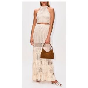 ESCVDO Reflejo Handmade Crochet Halter Top in Ivory XS